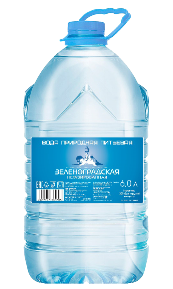 Вода  Зеленоградская питьевая .скваж.624 Д, мин.природная, н/г  6,0 л